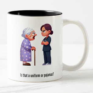 Krankenversicherung mit Feisty Granny Zweifarbige Tasse