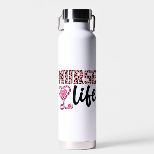 Krankenversicherung - Rosa und Leopard-Druck (2) Trinkflasche