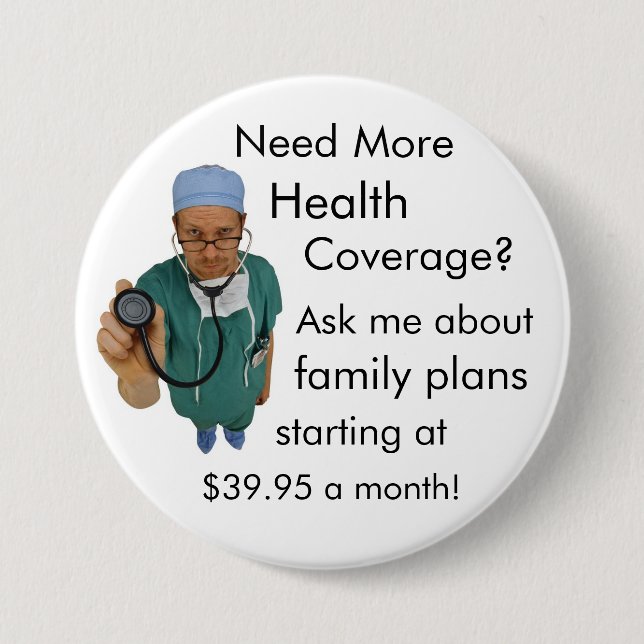 Krankenversicherungsschutz Button (Vorderseite)