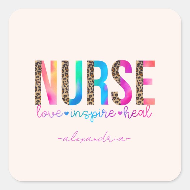 Krankenversorgung - Liebe, Inspirier, Heilung Quadratischer Aufkleber (Vorderseite)