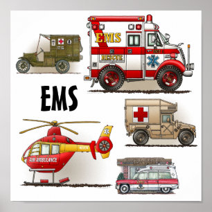 Krankenwagen EMS-Fahrzeug-Plakat Poster