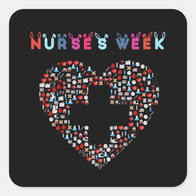 Krankenwoche. Gute Woche der Krankenschwestern Quadratischer Aufkleber (Vorderseite)