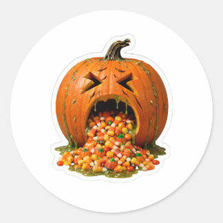 Kranker kotzender Kürbis isst Candy Corn Vinyl  Runder Aufkleber