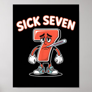 Krankes Sieben Meme T-Shirt Sechs Sieben Lustiger  Poster