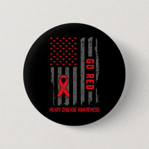 Krankheit amerikanische Flagge Go Red Heart Diseas Button