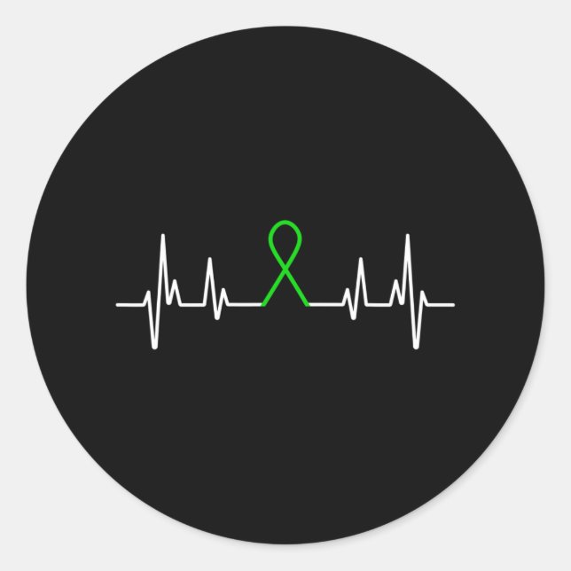 Krankheitsgrüne Ribbon Mental Health Awareness Mon Runder Aufkleber (Vorderseite)