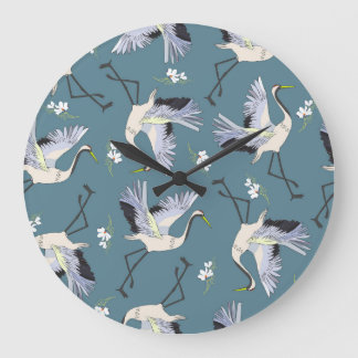 Kranmuster, Illustration Flying Bird. Große Wanduhr
