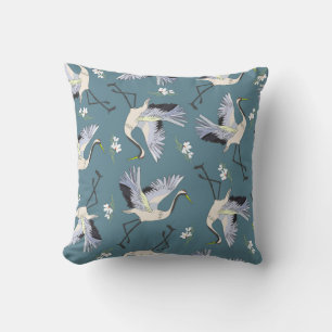 Kranmuster, Illustration Flying Bird. Kissen
