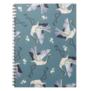 Kranmuster, Illustration Flying Bird. Notizblock