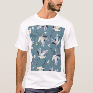Kranmuster, Illustration Flying Bird. T-Shirt