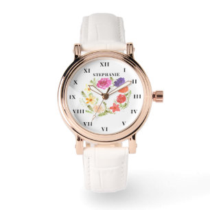 Kranz Aquarell Floral Pfingstrose Modern  Armbanduhr
