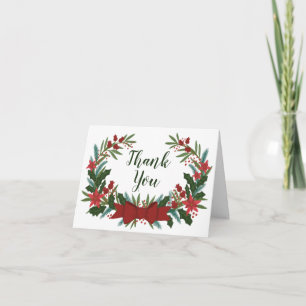 Kranz aus Weihnachtsgrün zum Dank für die Feiertag Feiertagskarte