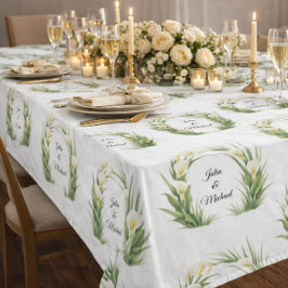 Kranz aus weißen Calla-Lilien Hochzeitsdekoration  Tischdecke