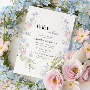Kranz aus Wildblumen Baby Shower Baby In Bloom Einladung