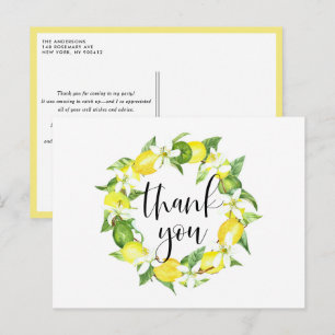 Kranz aus Zitronen und Zitronenblüten Sommer Danke Postkarte