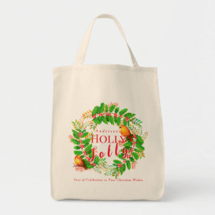 Kranz Holly Jolly Familie Weiß Tragetasche