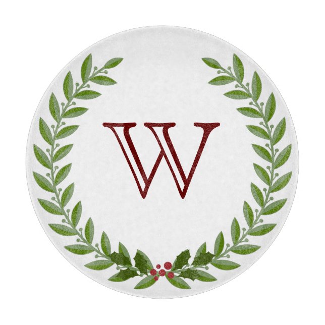 Kranz mit Monogramm Schneidebrett (Vorderseite)