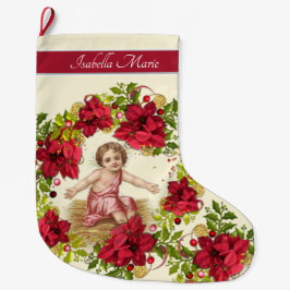 Kranz Weihnachtsbaby-Jesuss Pointsettia Großer Weihnachtsstrumpf