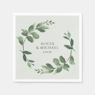Kränze aus Grün in Salbeigrün - Hochzeitsserviette Serviette