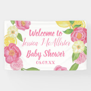 Kranzmädchen Rosa Rosen Gelbe Zitrone Babyparty Banner