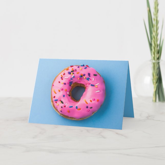 Krapfen-Foto blaue und rosa moderne Karte (Vorderseite)