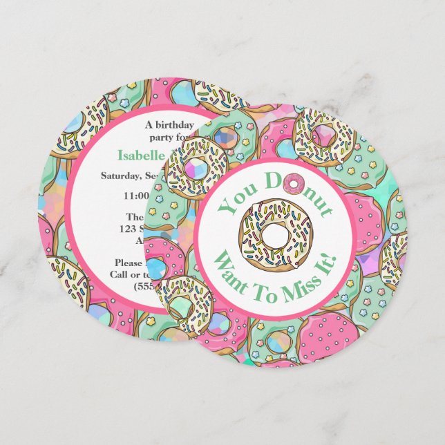 Krapfen-Geburtstags-Party Invitation2 Einladung (Vorne/Hinten)