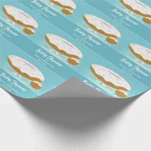 Krapfen und Krapfen-Loch besprüht blaue Babyparty Geschenkpapier