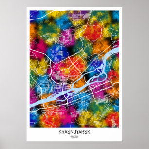 Krasnojarsk Russland Stadt Karte Poster