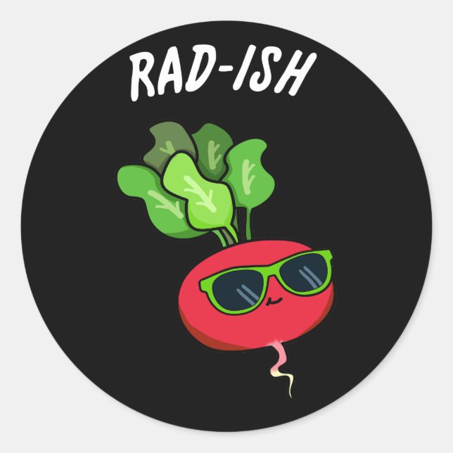 Krass-Funny Gemüse Radish Pun Dark BG Runder Aufkleber (Vorderseite)