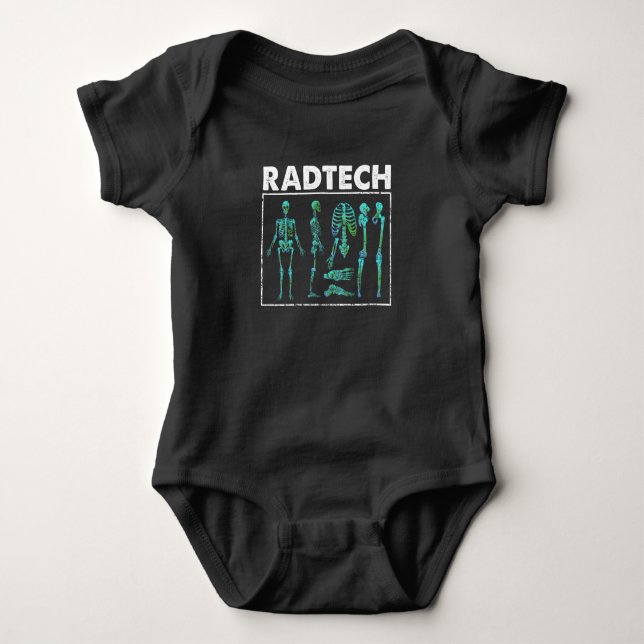 Krass Tech Skeleton Xray Bones Radiologiker Baby Strampler (Vorderseite)