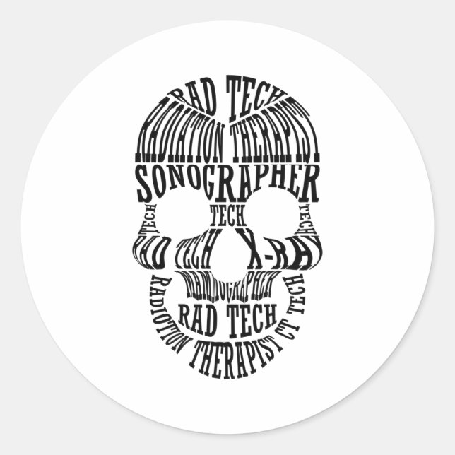 Krass Tech Skull Technologe Xray Radiology Tech Runder Aufkleber (Vorderseite)