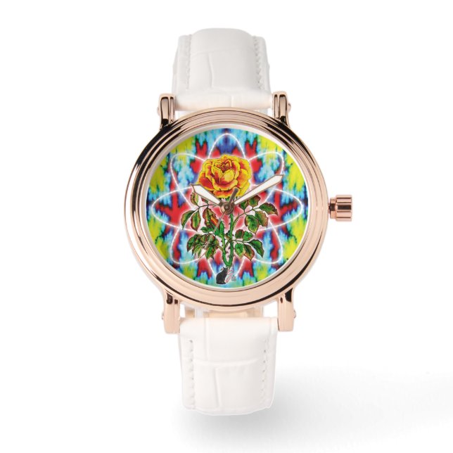 Krasse Krasse Rose Frauengelenk Armbanduhr (Vorderseite)