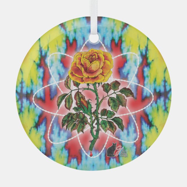 Krasse Krasse Rose Ornament Aus Glas (Vorderseite)