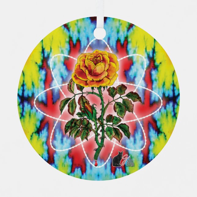 Krasse Krasse Rose Ornament Aus Metall (Vorderseite)