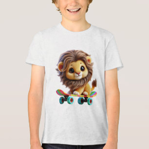 Krasser Löwe an einer Rolle Tri-Blend Shirt