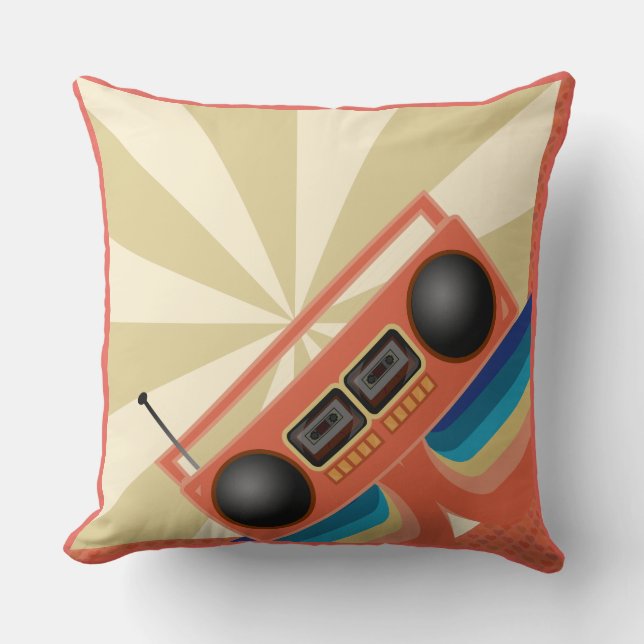 Krasser Retro-Boombox-Radio Kissen (Vorderseite)