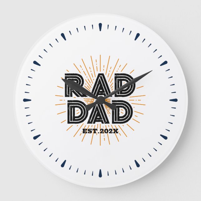 Krasser Vater Kid's Geschenk an Vaterweiße Typogra Große Wanduhr (Vorderseite)