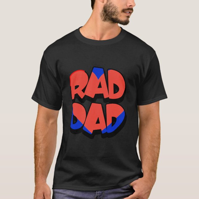 Krasser Vater Vater's Day Red Heart Blue Trendy Co T-Shirt (Vorderseite)