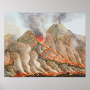 Krater des Vesuv aus einem Original zeichnend Poster
