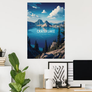 Krater Seen Tranquil Blue Poster