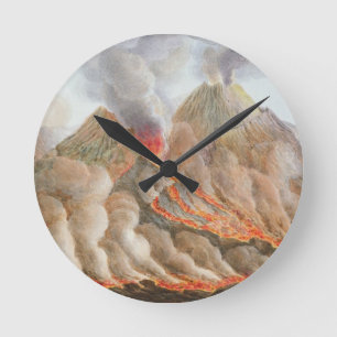 Krater vom Vesuv von einem ursprünglichen Zeichne Runde Wanduhr