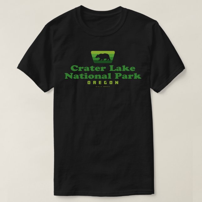 Kratersee Nationalpark Retro Abzeichen Bär grün T-Shirt (Design vorne)