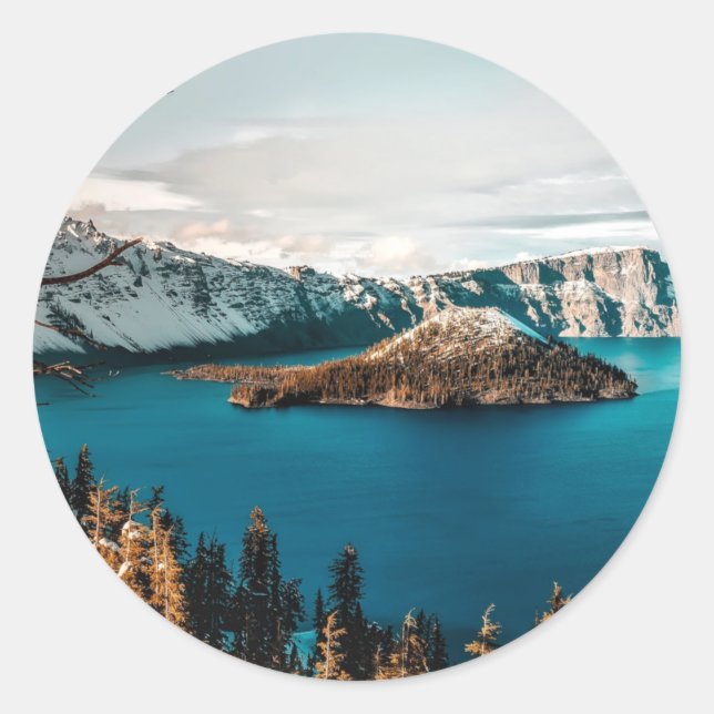 Kratersee Süd-Oregon Runder Aufkleber (Vorderseite)