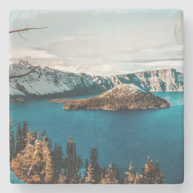 Kratersee Süd-Oregon Steinuntersetzer (Vorderseite)