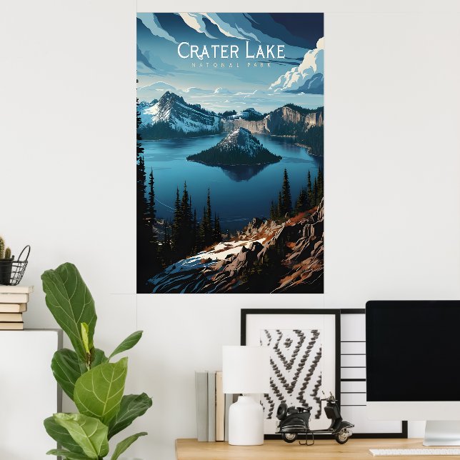 Kraterseen Majestic Island View Poster (Heimbüro)