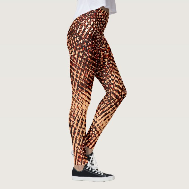 Kratzen mit dicken Kreuzen in Orange mit Schatten Leggings (Rechts)