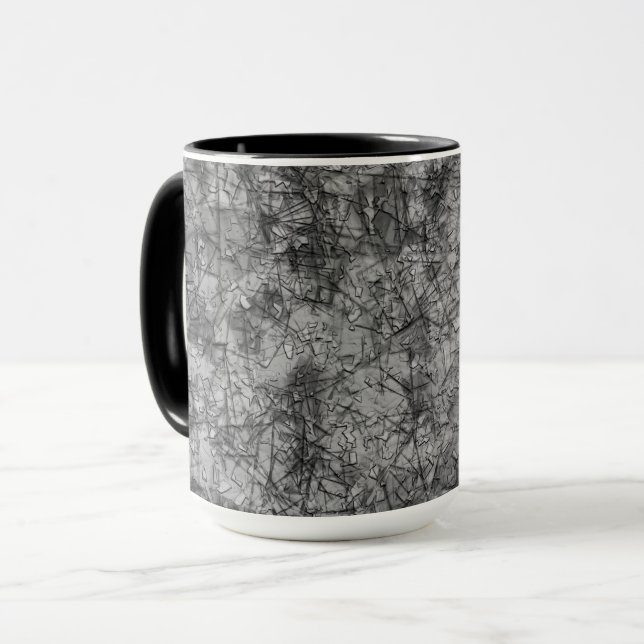 Kratzer auf einem leicht gepunkteten Grau Tasse (Vorderseite Links)