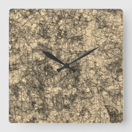Kratzer auf einem leicht gepunkteten Khaki Quadratische Wanduhr