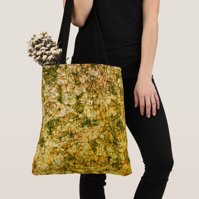 Kratzer auf einem leicht gepunkteten Ocher Tasche (Von Nahem)