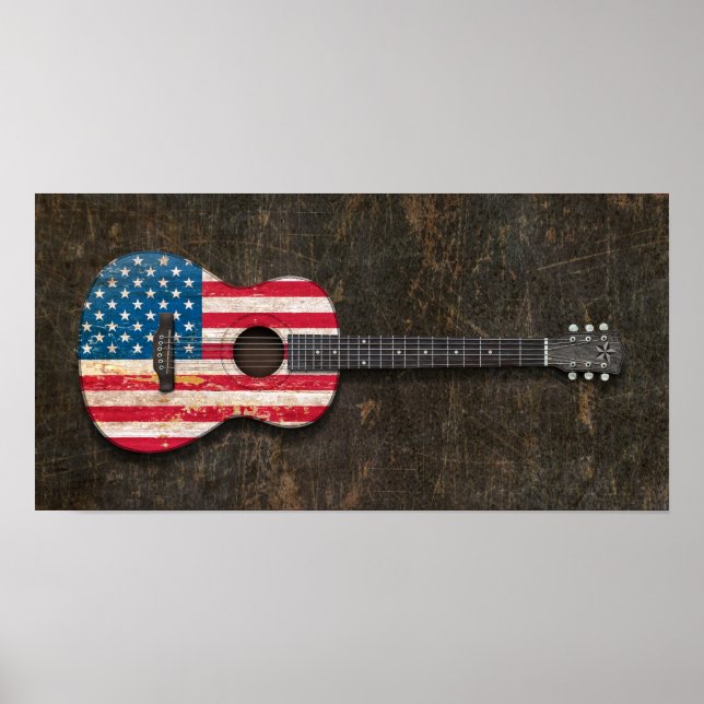 Kratzer und abgetragene amerikanische Fahne Acoust Poster (Vorne)